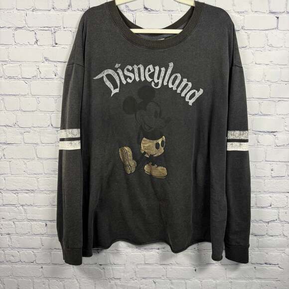 Disney Other - MICKEY MOUSE DISNEYLAND~Long Sleeve~Dark Grey Pullover~Metallic~Sz XLarge